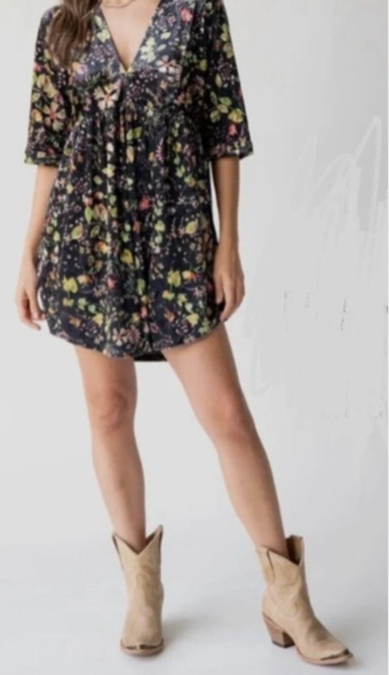 NWOT Natural Life Stella Velvet Floral Mini Dress Size XL